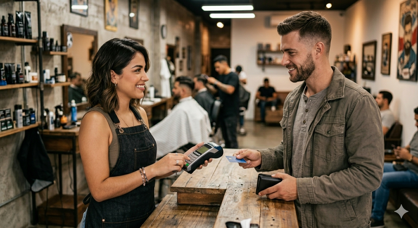 Cobro en POS dentro de barbería